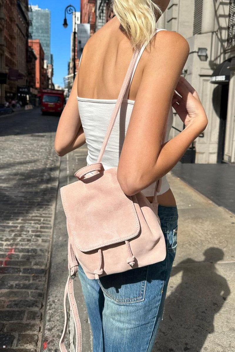 Sac a Dos Brandy Melville Cuir Mini Rose | OVQ-13291753